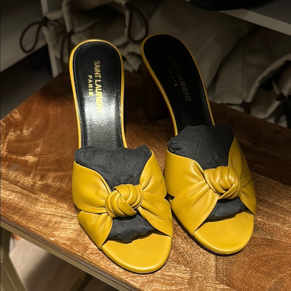 Saint Laurent Bianca Yellow Women's Heeled Sandals - Picture 4 of 4